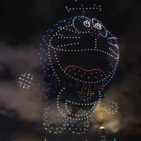 Drone light show featuring Doraemon staged in Hong Kong